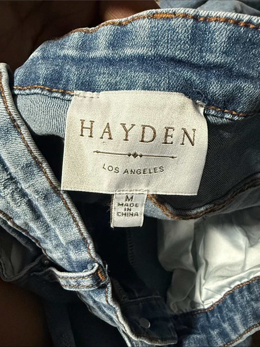 Hayden Los Angeles Blue Distressed Side Slit Frayed Hem Jeans Size Medium